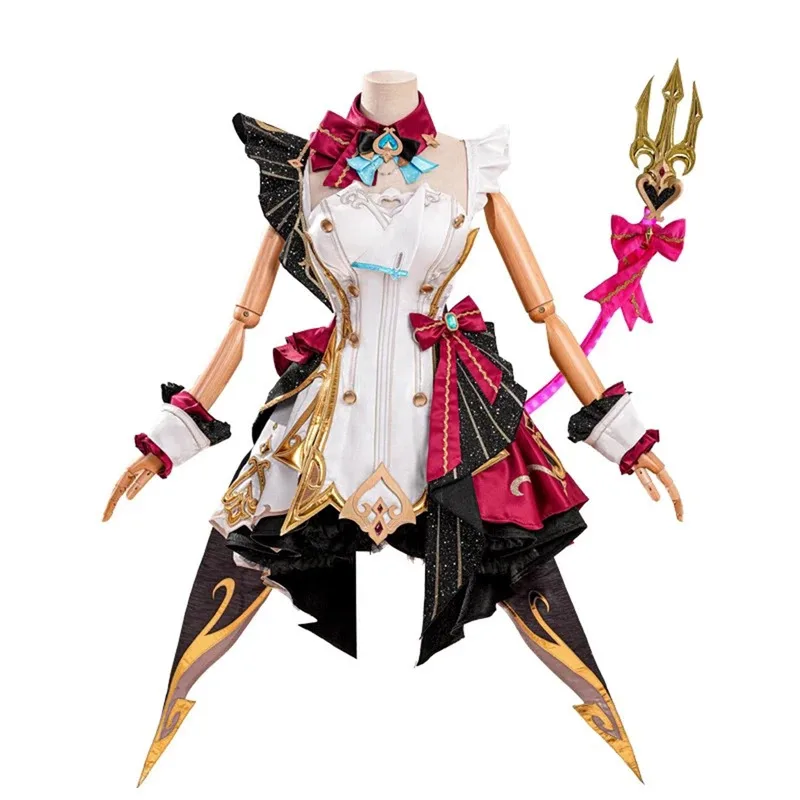 Anime Genshin Impact Escoffier Cosplay Costume Tail Outfit Dress Women Carnival Halloween Animation Party Wig Shoes Prop Suits