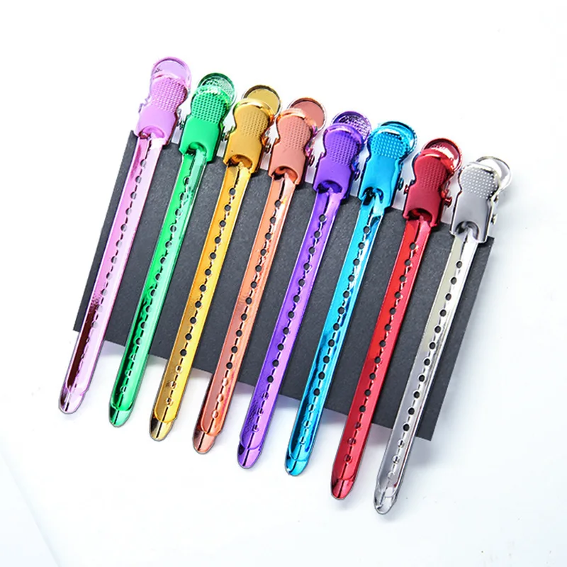 12PCP Stainless Steel Hair Clips Professional Hairdressing Barrettes Barber Aluminum Flat Hairpins Salon Hair Styling Tools