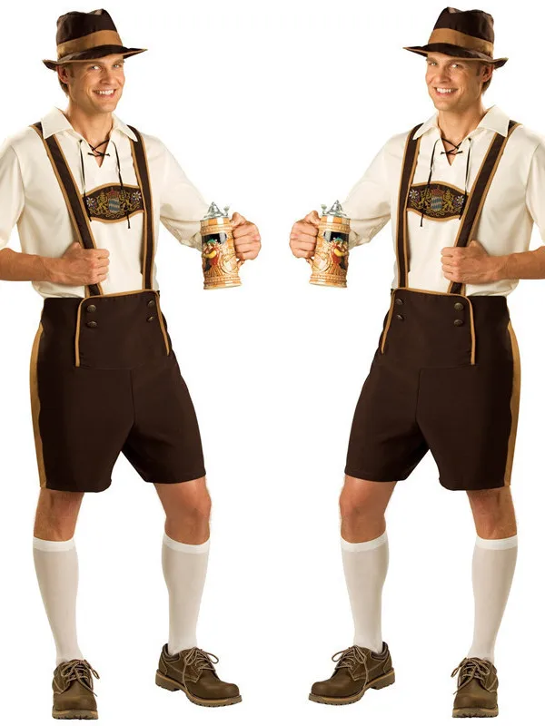 

Men's Halloween Party Uniform Set Strap Pants Outfit 2026 Spring Season Fashionable Stage Costume Traditional Ethnic Wear