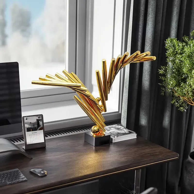Customized Modern Art Abstract Decorations Eco-Friendly Metal Crafts Stainless Steel Office Desktop Sculptures for