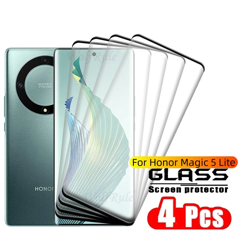 4 SZTUK dla Honor Magic 5 Lite Szkło Honor Magic 5 Lite Szkło hartowane 9H HD Pełna zakrzywiona osłona ekranu Huawei Honor Magic 5 Lite