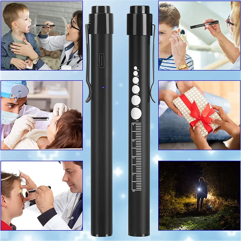 Rechargeable Pen Light with Pupil Gauge LED Penlights,USB Rechargeable Penlight Gifts for Nurses Nursing