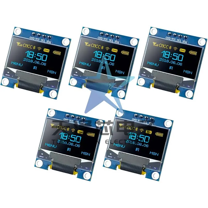 Модуль ЖК-экрана Oled I2C Iic для связи, синий/желтый/синий, 0,96 дюйма, два цвета, белый