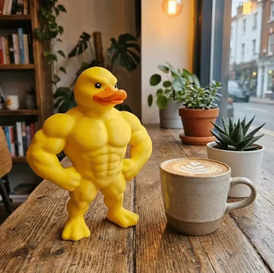 NEW Funny Big Muscle Duck Statue, 3D Printed PLA Desktop Ornament, Creative Office Home Car Decor,Unique Gift for Muscular Men