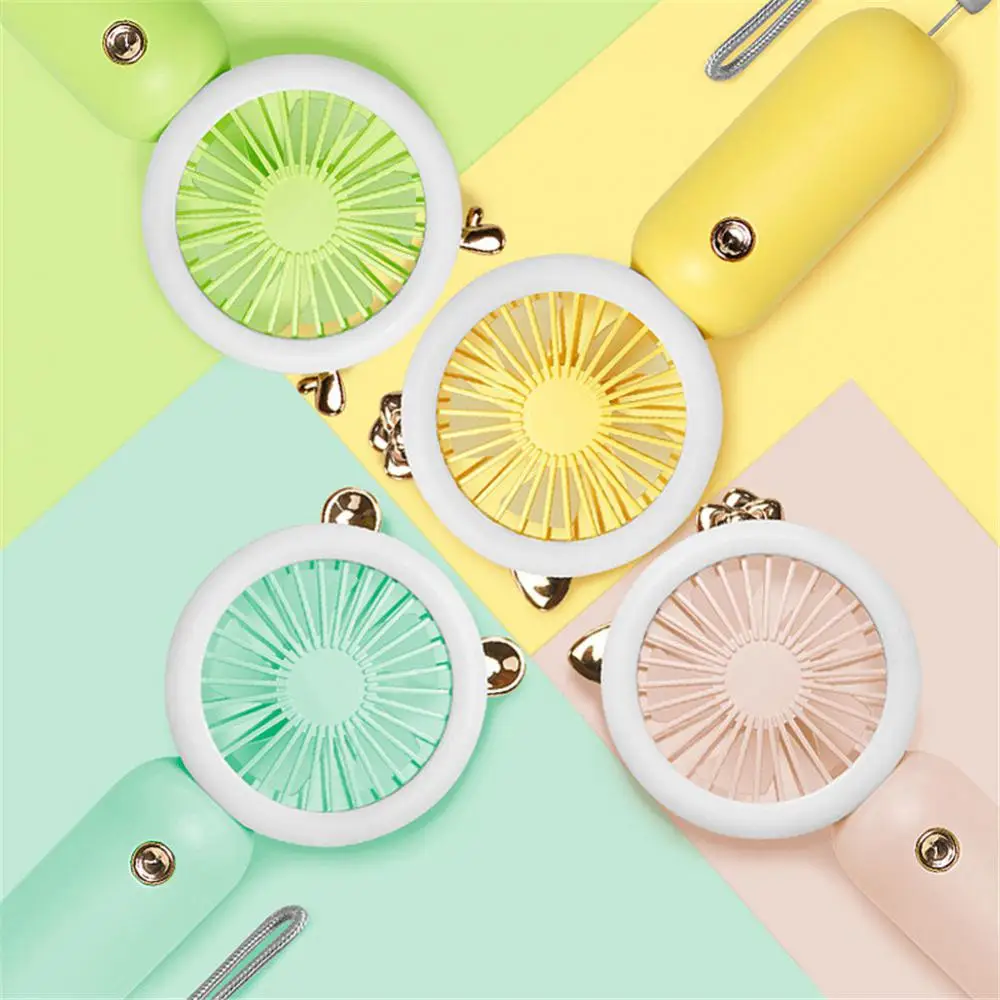 Portable Fan Usb Rechargeable Mini Fan Traveling And Shopping Hand Fan Strong Wind Pocket Air Cooler with LED Night Light