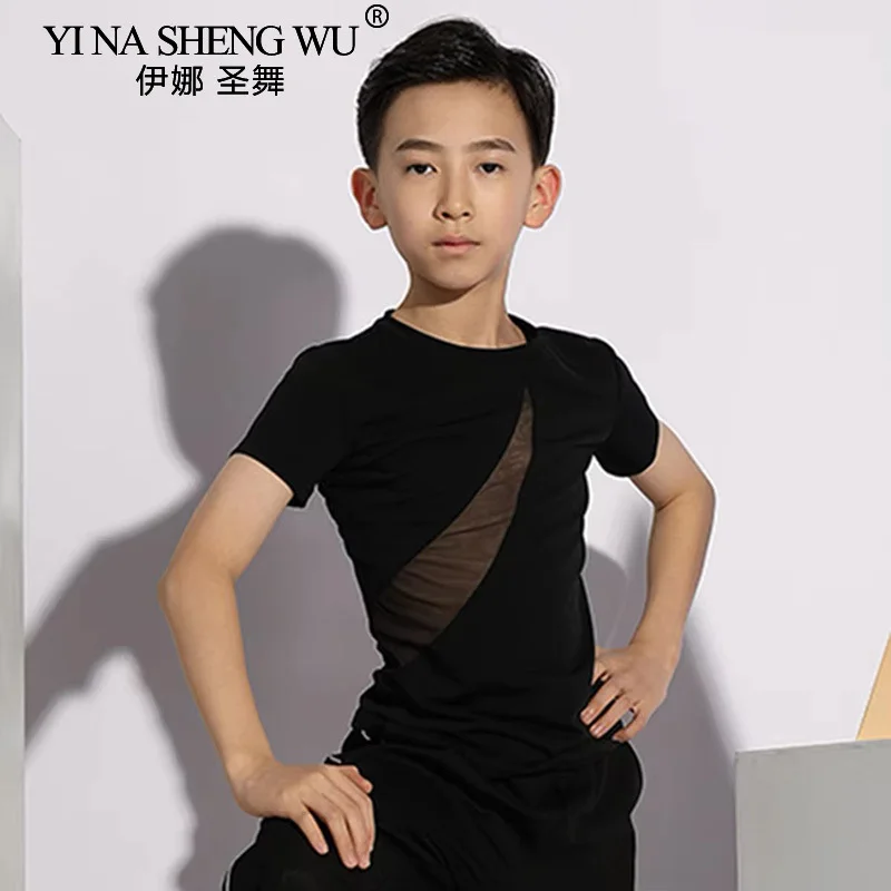 الأطفال قصيرة الأكمام اللاتينية الرقص الأعلى الرجال الربط تصميم الرقص الشرقي الرقص الحديث التانغو تنورة رقص الرقص اللاتينية قصيرة #1