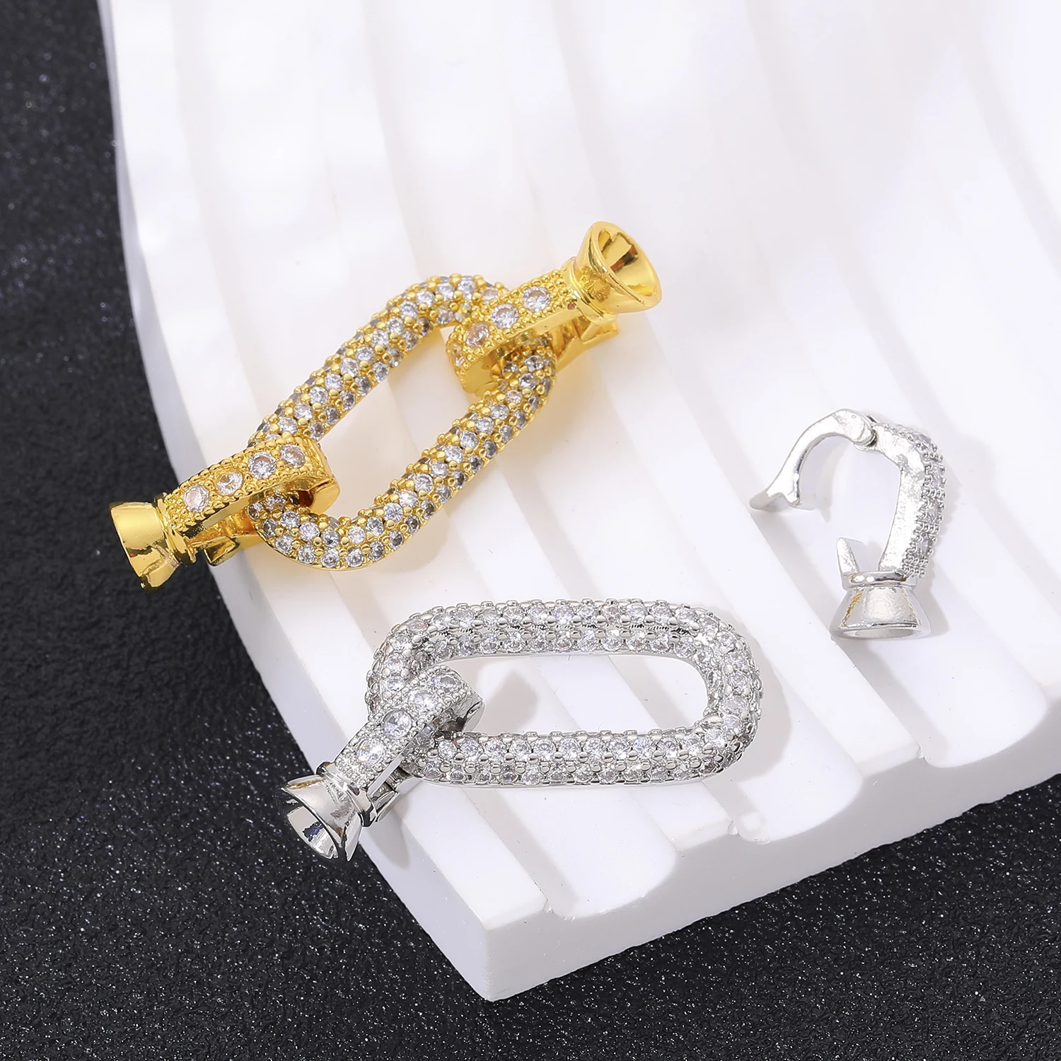 JUYA Gold Clasps Lock Fasteners for Bracelets Zirconia Necklace Closures Pearl Clasps for Jewelry Making Accessories Cubic Parts