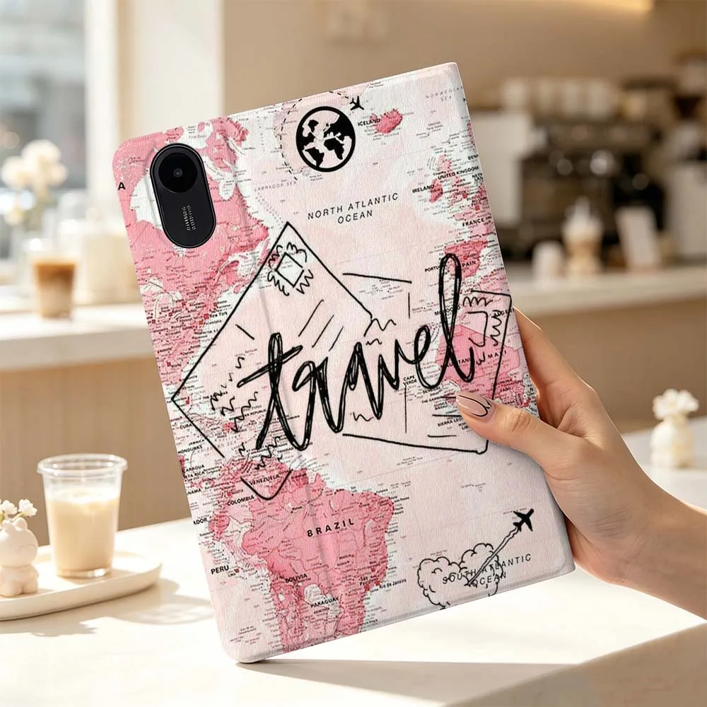Heart World Map For Xiaomi Poco Redmi Pad 8 2 4 5 6 6S 7 7S SE Pro Max 14 11 8.7 11.2 12.5 Inch Tablet Case Fashion
