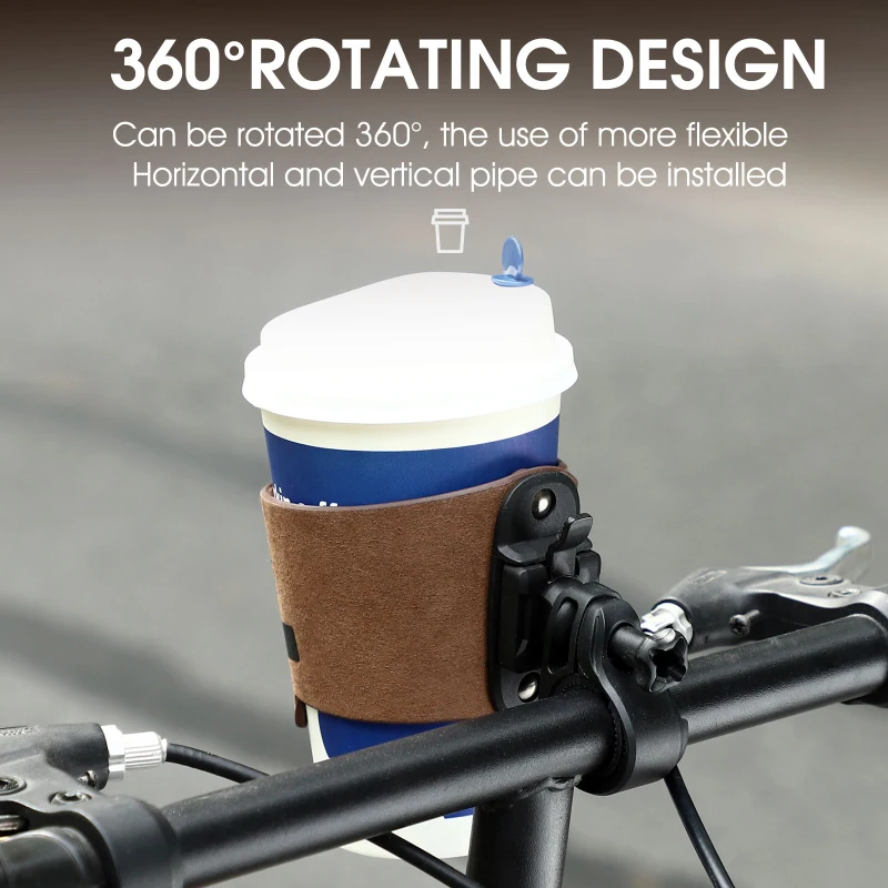 WEST BIKING Portabicchieri da caffè vintage Scooter portatile Staffa per tazza da tè Porta bottiglia d\'acqua marrone Accessori da ciclismo girevoli