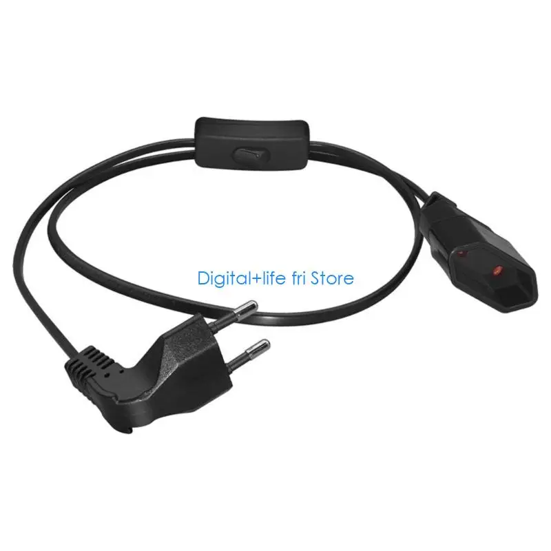 E06D European Plug Power Wire with Switcher Connector Electrical Cord 2Pin Male To Female Cable for Electronics Device Control