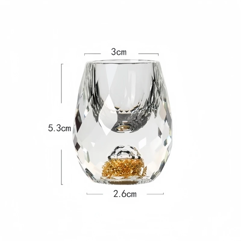 2/6 قطعة من زجاج الجبل الذهبي الكريستالي الفاخر، نظارات رائعة مصنوعة يدويًا للويسكي والفودكا وديكور بار المنزل