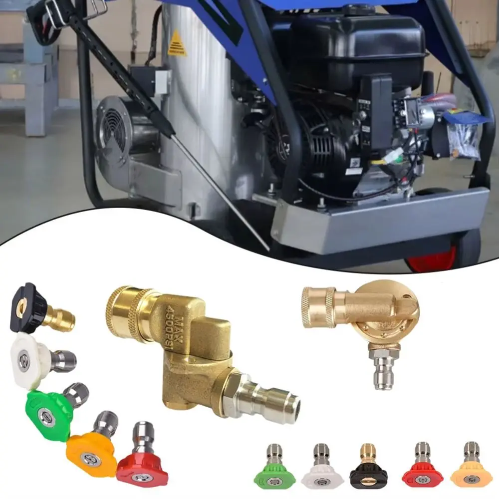 5 Nozzle Tips High Pressure Washer Kit Adjustable Swivel Connector 1/4 Brass Turning Quick Connect Kit 4500psi Rated