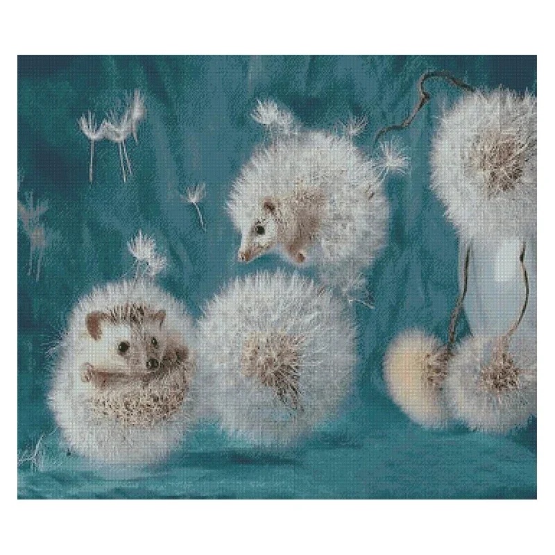 Amishop Gold Collection Counted Cross Stitch Kit Dandelion Hedgehog Animals Chimera