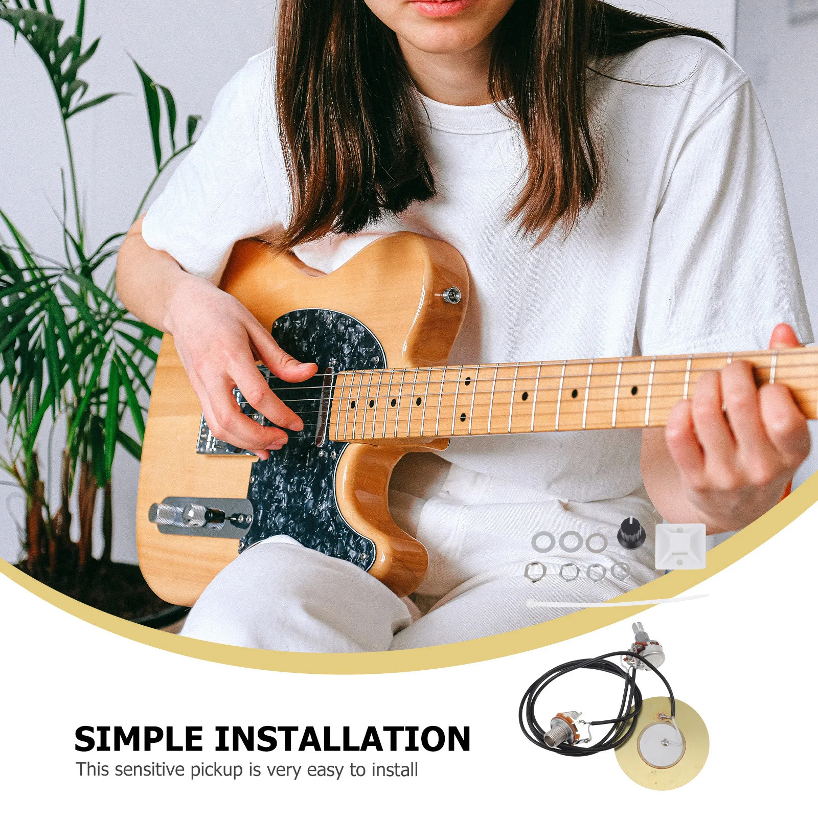 

Guitar Pickup Set Acoustic Electric Transducer Piezo Pickups Sound Hole ABS Copper Iron Durable Practical Craftsmanship Good