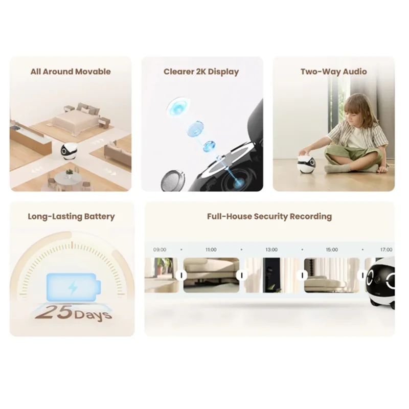 B24B Mini Pet Companion Robot 2K Camera Intelligent Wireless Remote Monitoring Robot For Dog Cat Baby
