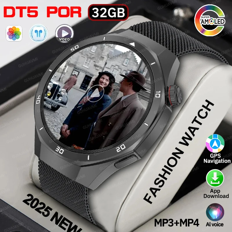 

Man Business GT5 PRO New 32GB Memory Watch Smart Watch GPS Navigation MP3/MP4 Player APP Download Chat GPT NFC Sport Call Watch