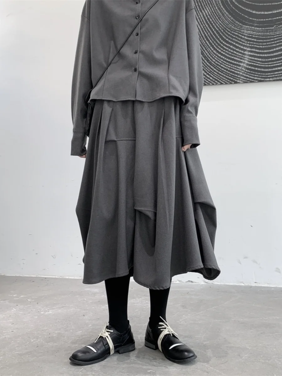 

Плиссированная черная юбка А-силуэта в темном стиле для осени и зимы, утепленная, с флокированием, женская, повседневная, с завышенной талией, стройнящая фигуру