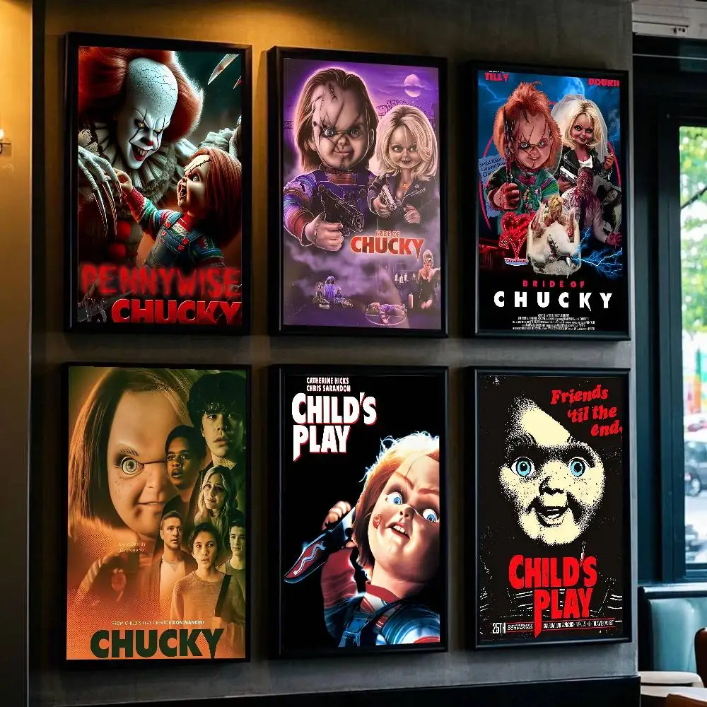 1 قطعة فيلم الرعب الكلاسيكي تشاكي الطفل اللعب دمية المشارك لزجة جدار الفن الطباعة غرفة المعيشة المنزلي غرفة نوم بار ديكور جمالي