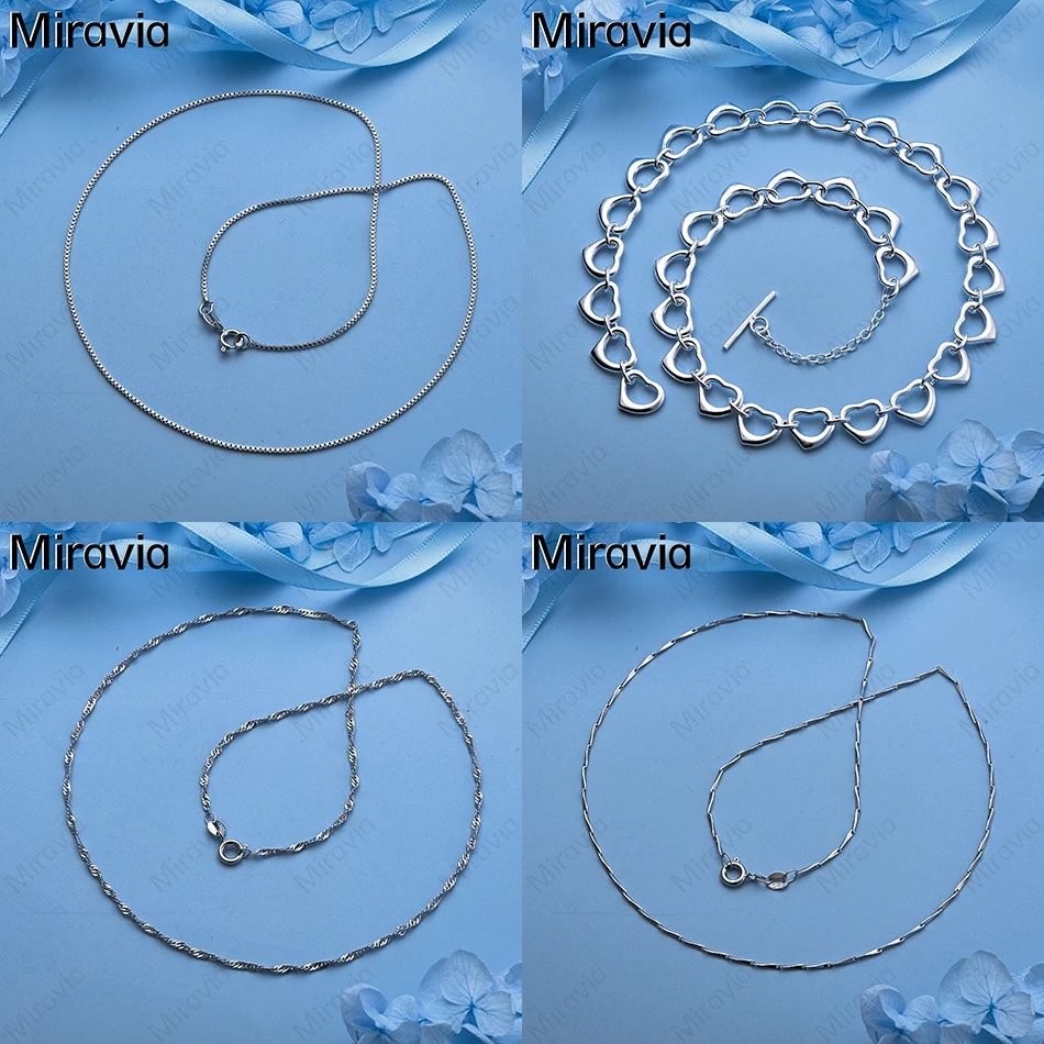 

Miravia 925 Sterling Silver Box Chain Necklace Women'S Retro Personality Accessories Party Jewelry