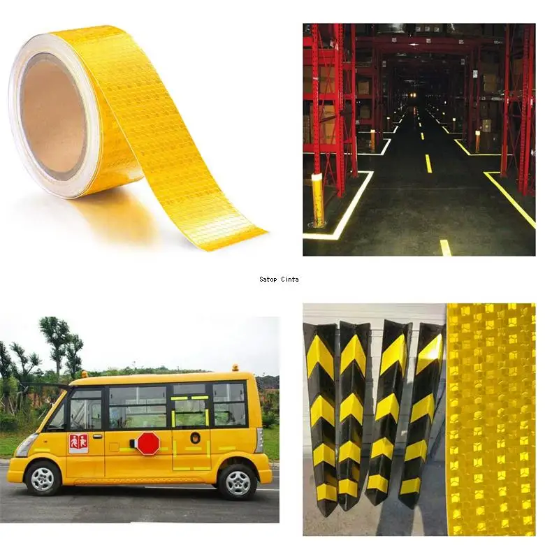 5cm*25m Car Reflective Tapes Sticker Safety Mark Car Styling Self-Adhesive Warning Yellow Waterproof Film For Motorcycle Bicycle