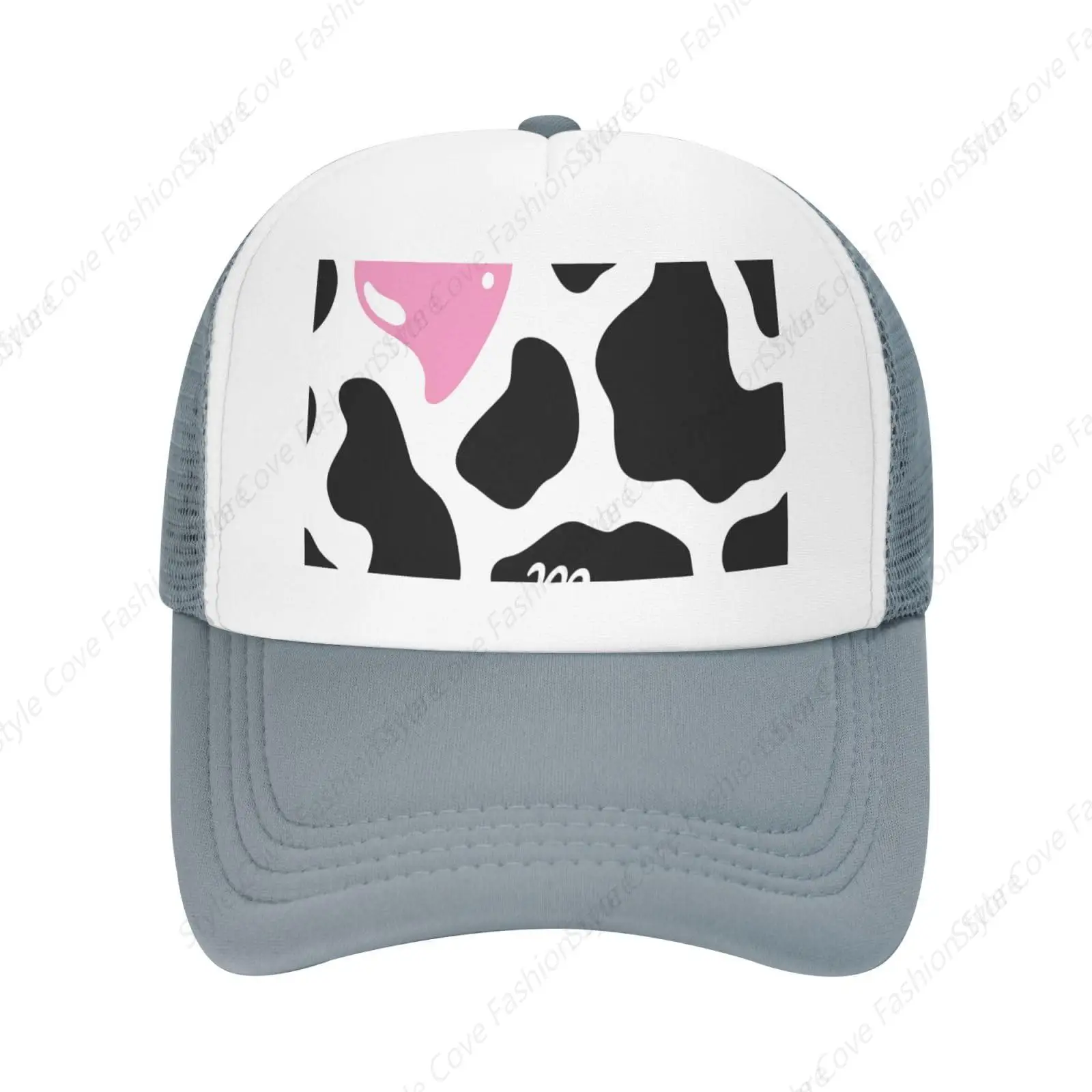 Black And White Cow Skin Pattern Background Gray Mesh Baseball Cap Sun Visor Hat Women Men Sun Hats Sport Cap Trucker Hat