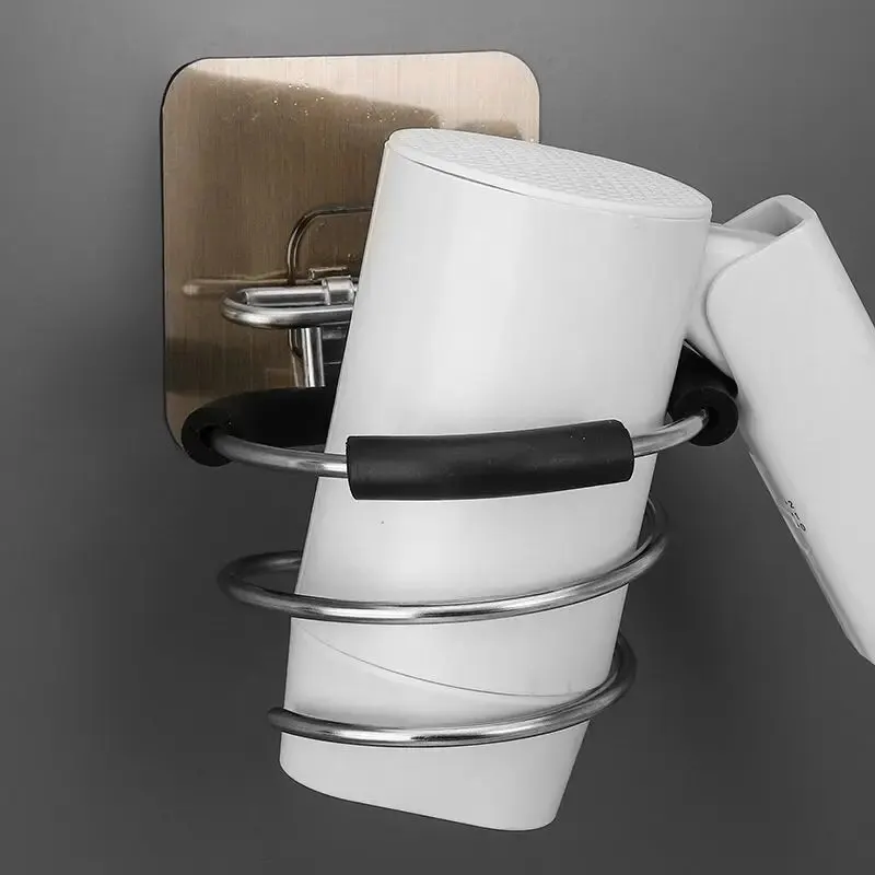 Soporte para secador de pelo de baño, sin necesidad de perforar, soporte para herramientas de cuidado del cabello, montaje adhesivo en la pared, herramientas para peluquería y salón.