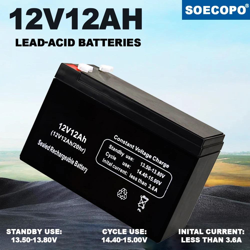 12V 12AH Maintenance Free Lead Acid Battery Solar Energy Storage For RV Camping Emergency Power Home Backup Solar System