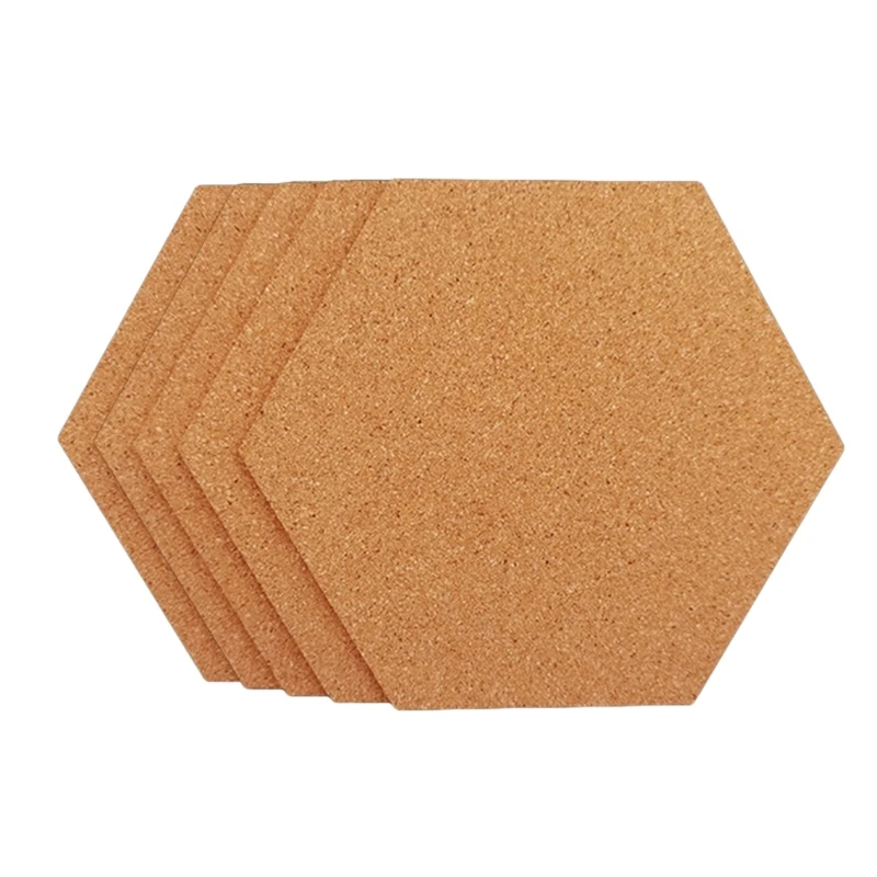 

5PCS Hexagon Cork Notice Board Self Adhesive Cork Board for Photo Wall Home Decor Memo Board Office Bulletin Boards