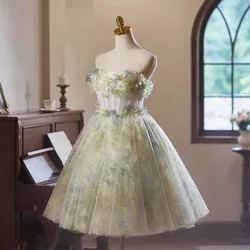 Enchanting Sweetheart Short Quinceanera Dresses Vintage Pastrol Strapless Birthday Party Ball Gown With Floral