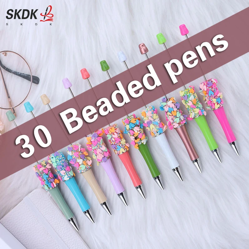 

30 шт. новая ручка «сделай сам», конфетная ручка для бисера, разноцветные вращающиеся студенческие канцелярские товары, оптовая продажа