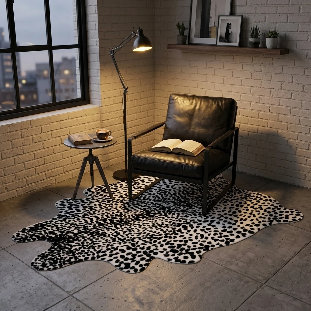 Cowhide Rug Faux - Karpet Kulit Leopard Imitasi, Karpet Bulu