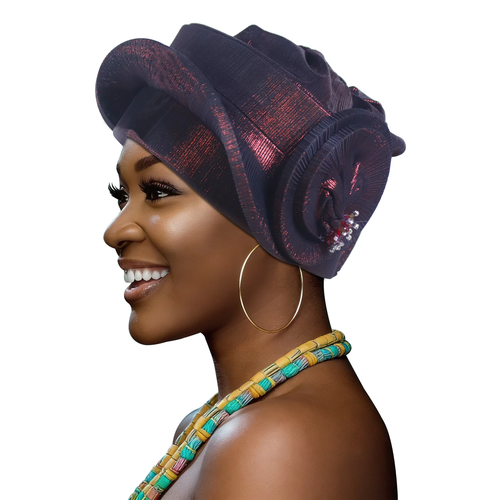 

2026 New African Headtie Turban Nigeria Auto Gele Head Wraps Auto Gele Women's Turban Cap Wedding Geles Muslim Head Wraps Bonnet
