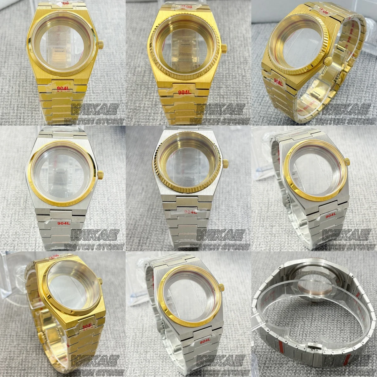 40mm Full Gold Two Tone Gold PRX Super Player Style Mod Watch Case Fluted/Polished Bezel Fits NH34 NH35 NH36 ETA PT5000 Movement