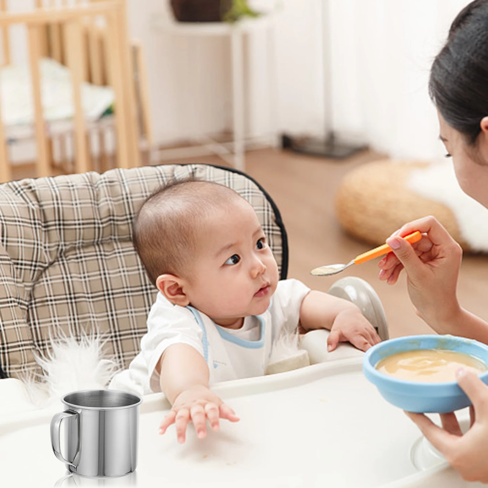 

3pcs Water Cups Stainless Steel Unbreakable Milk Cup With Handle Safe Tumbler For Home Camping Travel Gift