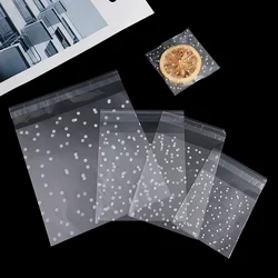 100PCS Plastic White Polka Dot Self-adhesive Bags Gift Packaging Bags Plastic Jewelry Candy Cookie Packing Bags Wedding Decor