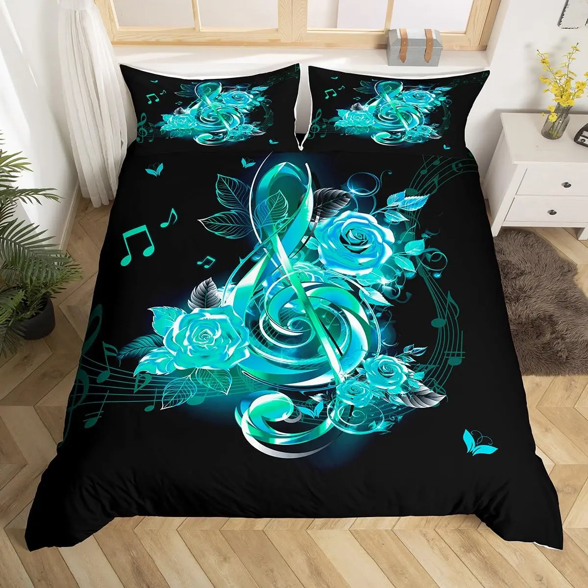 

Purple Colorful Music Note Guitar 3D Print Bedding Set Cozy Duvet Cover King Queen Twin Size Birthday Gift Boy Kid Room Decor