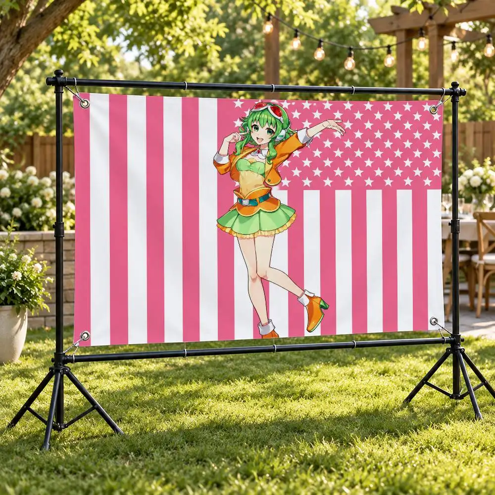 Vocal Synth Character Megpoid Aesthetic Wall Tapestry Flag Printed Wall Hanging Living Room Party Outdoor Decor