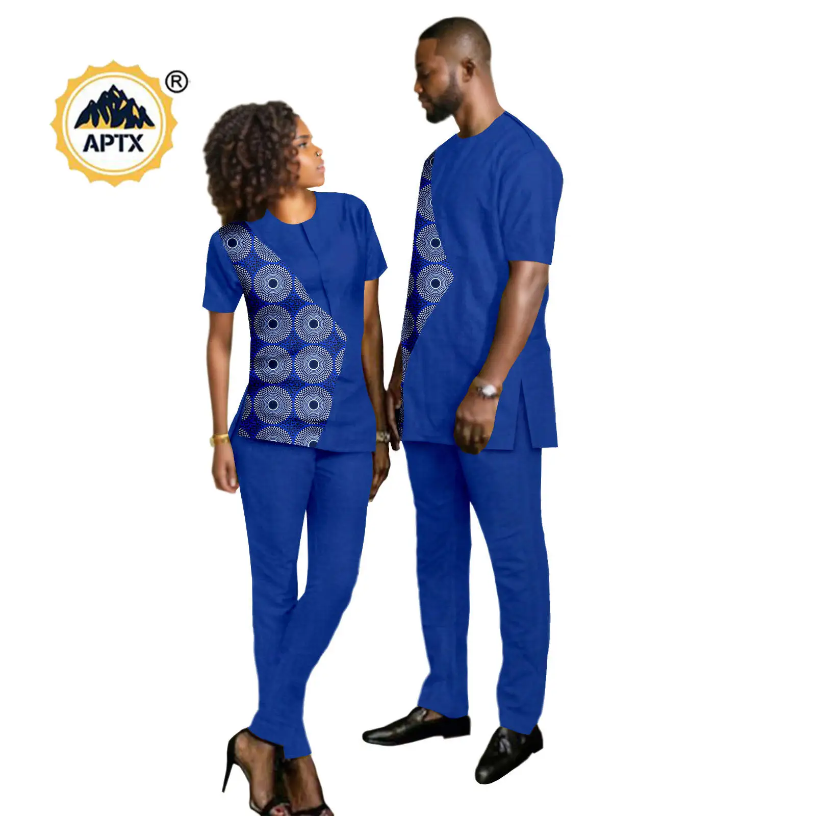 African Clothes for Women Matching Couple Clothes Dashiki Men Outfits Suit Summer Print Top and Pant Sets Couple Wear 24C036