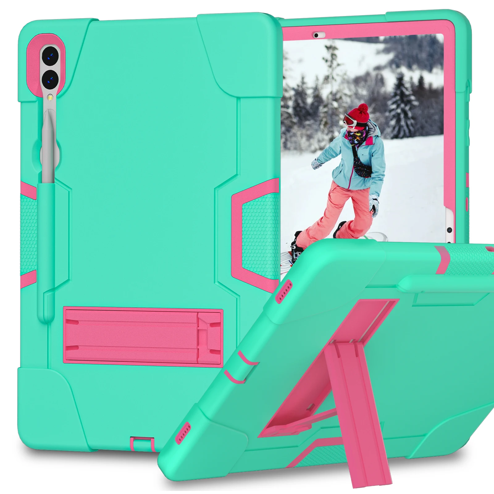

Kickstand Rugged Case Universal For Samsung Galaxy Tab S10 S9 FE Plus 12.4" SM-X820 X826 X810 X816B X610 X616B Heavy Duty Cover