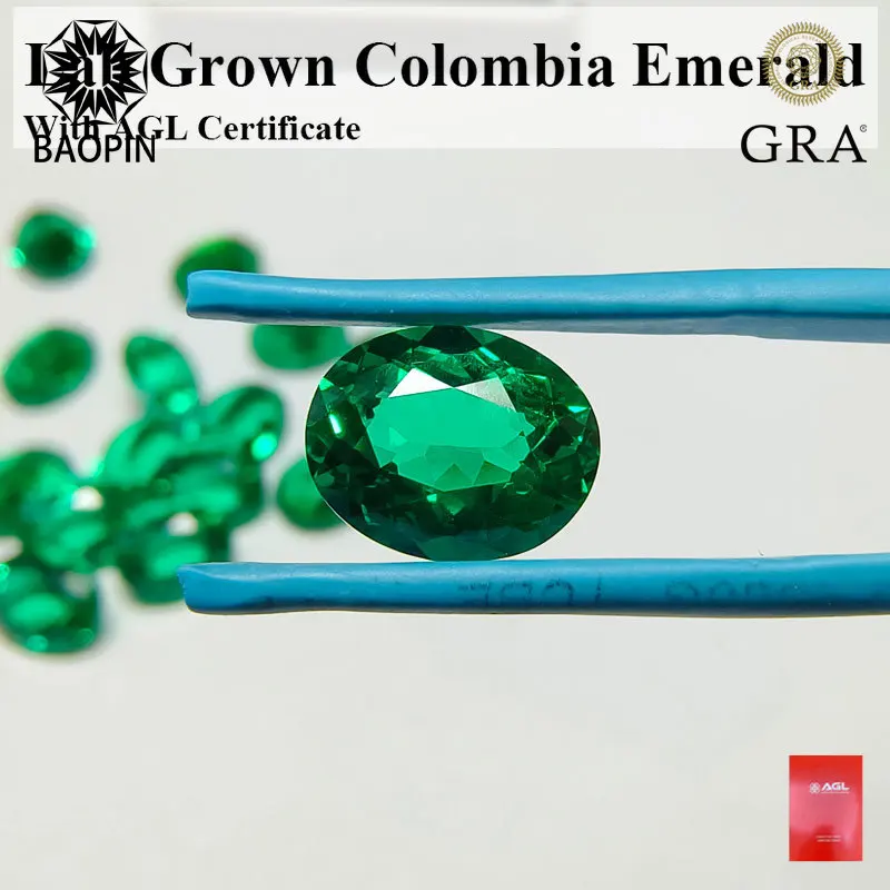 

Lab Grown Colombia Emerald Oval Shape Natural Color Hand-cut Hydrothermal Gemstone for Jewelry Making Selectable Certificate
