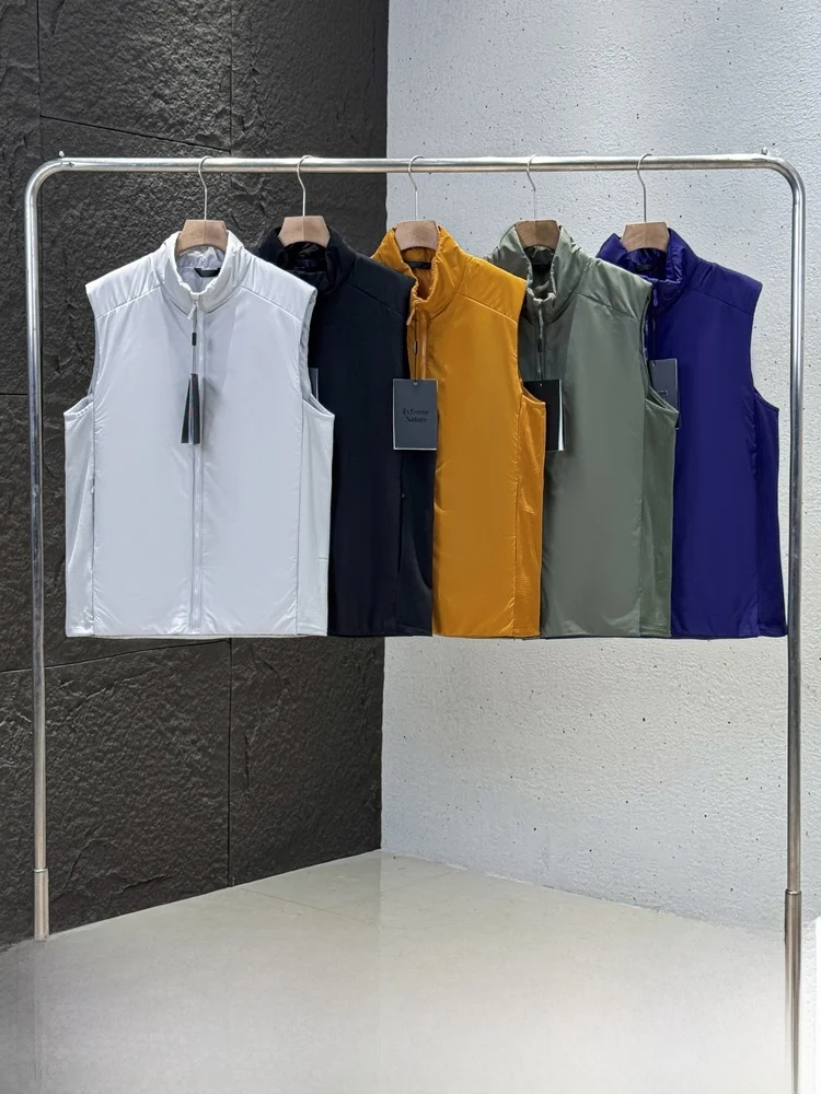 

Lightweight Outdoor Men's Autumn Winter Warm Breathable Stand Collar Cotton Vest Casual Versatile Zipper Closure Color