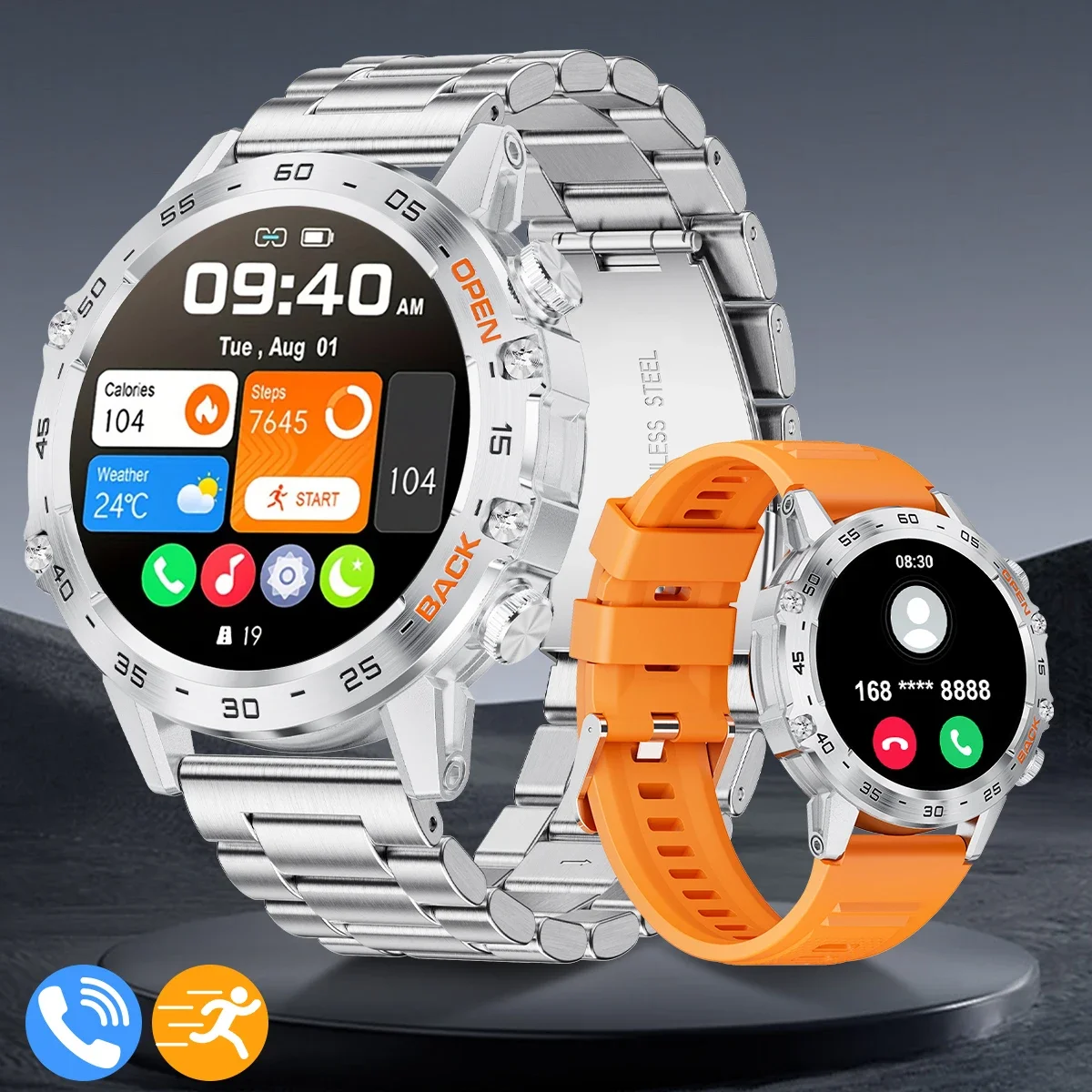 

Smartwtach for Men 400mAh Outdoor Sport Bluetooth Calling Watches Health Monitoring Waterproof Smartwatch Man Reloj Hombre