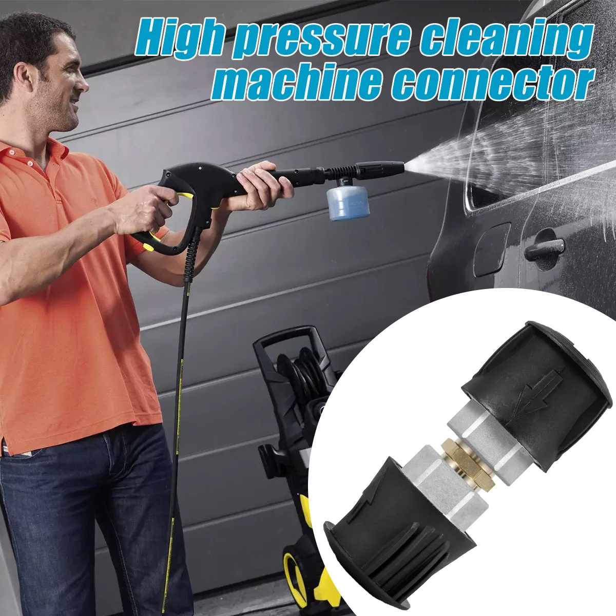 

High Pressure Car Washer Adaptor Aluminum Alloy Power Washer Hose Extension Connector Durable Hose to Hose Quick Connect Fitting