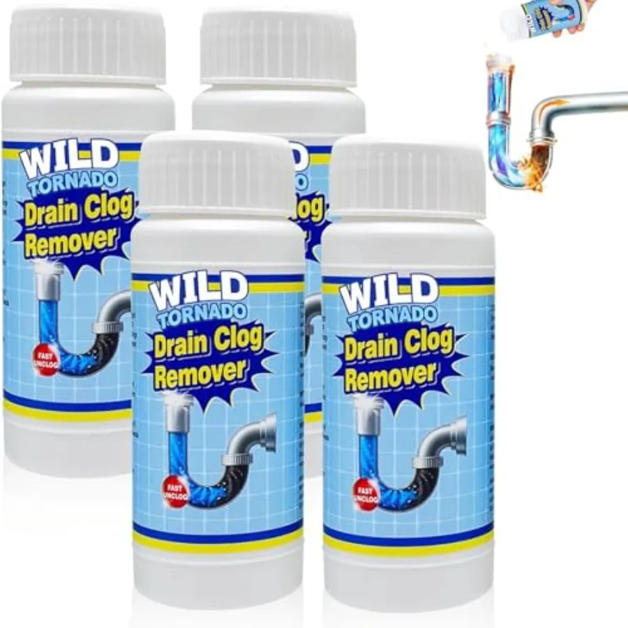 

Wild Tornado Pipe Dredge, Fast Foaming Drain Clog Remover for Sink and Kitchen 4pcs