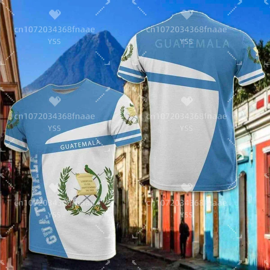 2023 Guatemala Coat Of Arms Flag Emblem 3D Printed T-Shirt Top Summer Tee For Men Streetwear Shorts Sleeve Sport Casual Clothes