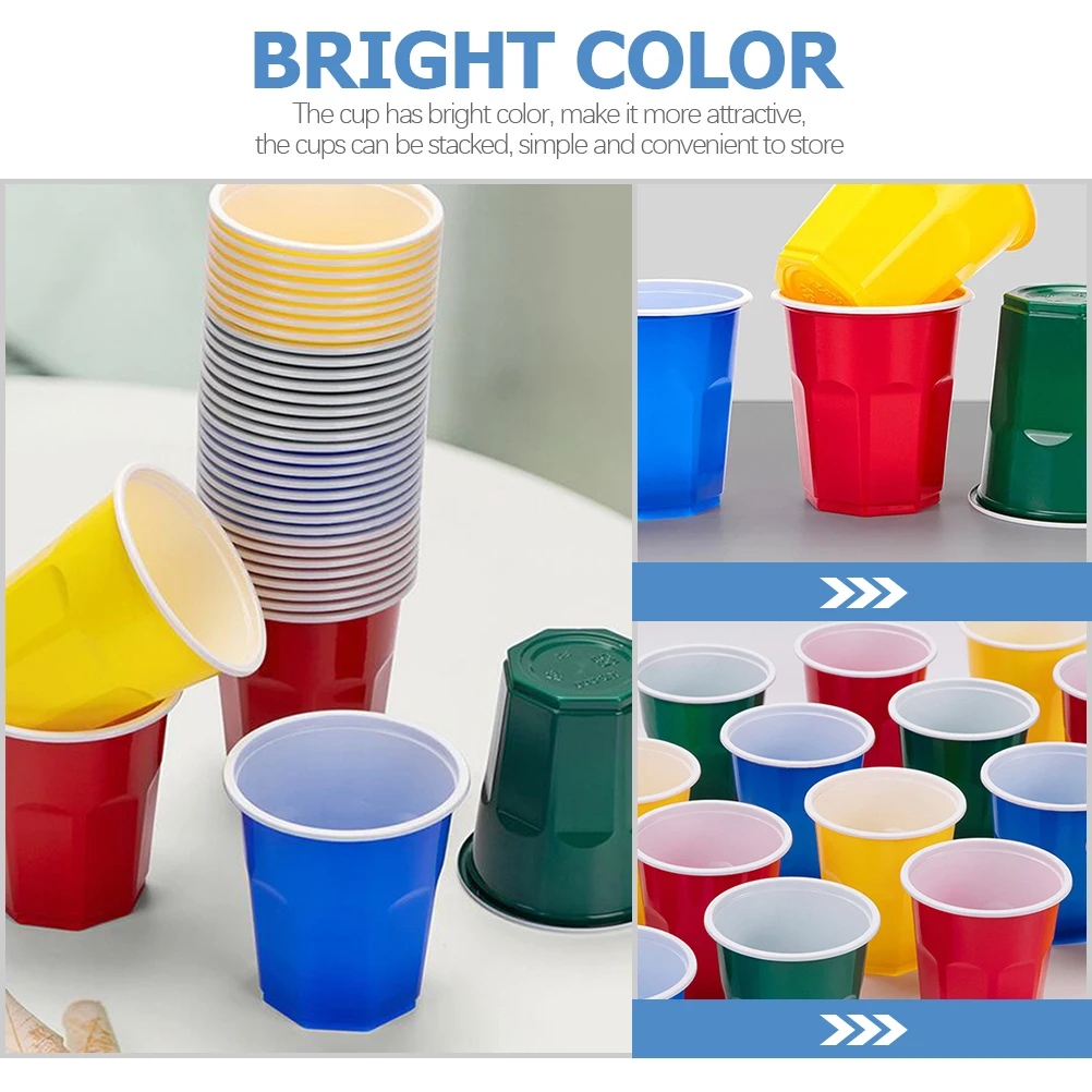 

100 Pcs Colorful Disposable Cups Premium PP Smooth Surface Easy Clean Water Juice Coffee Party Beer Cup Household Daily Use