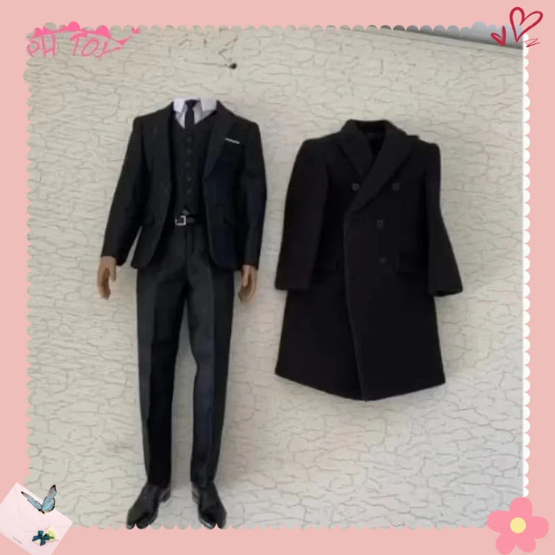 

Toy Center 1/6 Scale Male Black Suit Overcoat Windbreaker Set Clothes Model for 12in Soldier Action Figure Narrow Shoulder Body