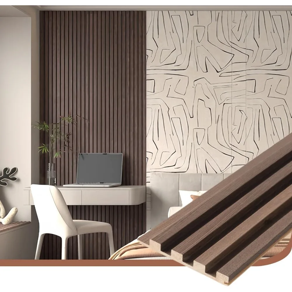 Акустические стеновые панели с деревянными планками для декора потолка и стен. 3D рифленая звукопоглощающая текстурированная панель с деревянной отделкой 108×6