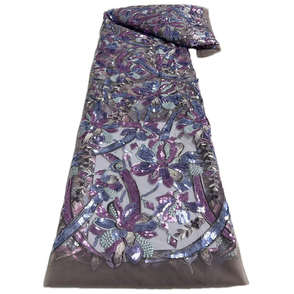 

5 ярдов французского тюлевого кружевного полотна 2026 года, высококачественная африканская сетчатая ткань с пайетками, нигерийское кружево для свадебных и праздничных платьев