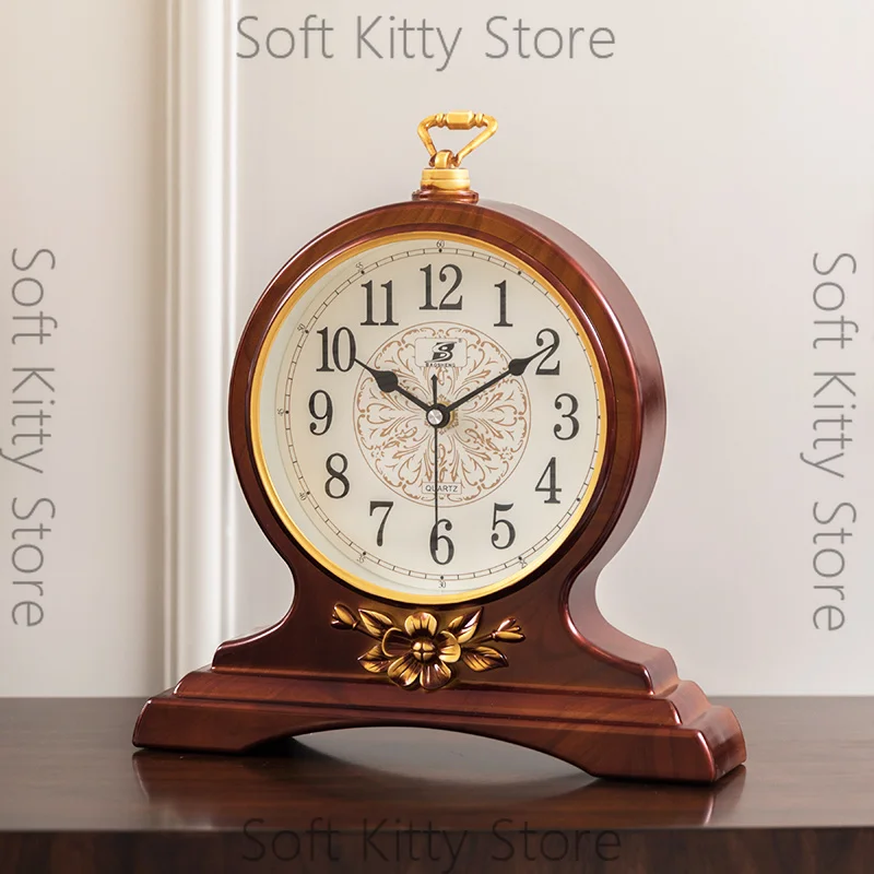 Non-Solid Wood Table Clock Silent Nordic Vintage Desk Clocks Digital Watches Large Retro Desktop Clock Bedroom Living Room Decor